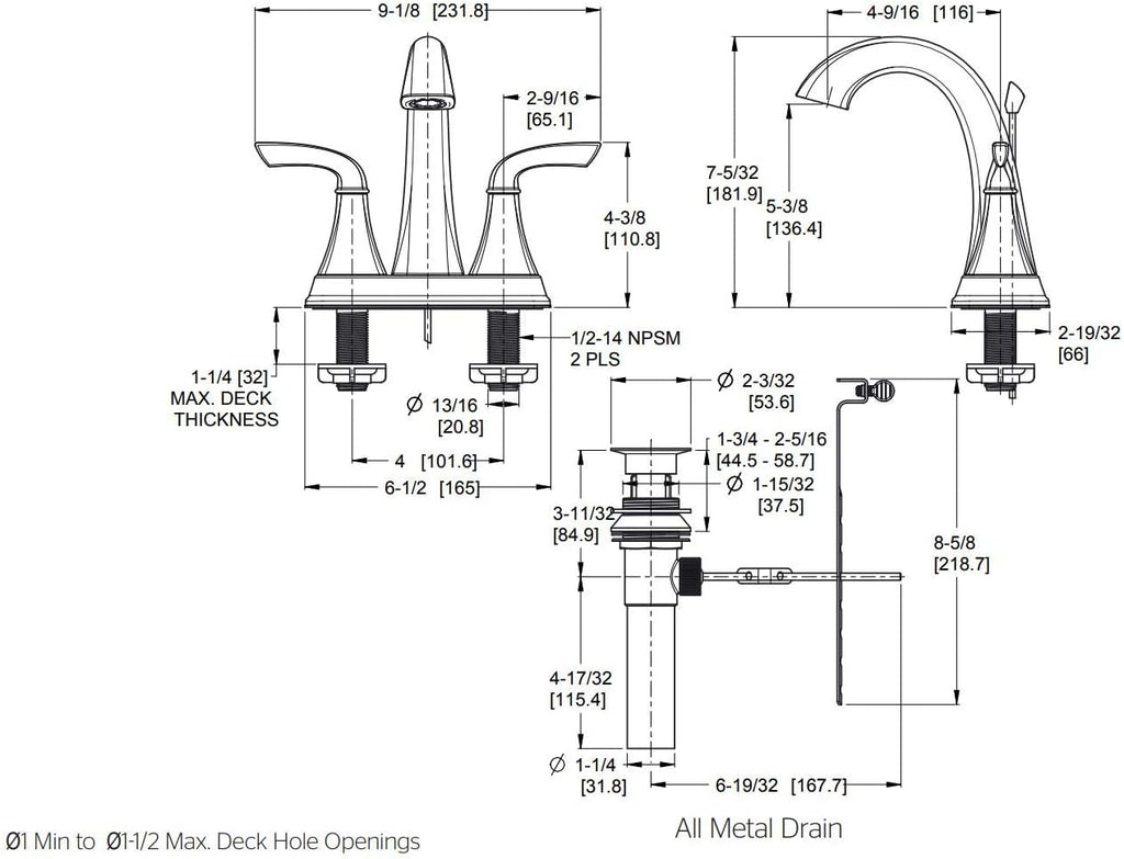 Pfister LG48-BS0Y Bronson 2-Handle Centerset Bathroom Faucet, 4', Tuscan Bronze