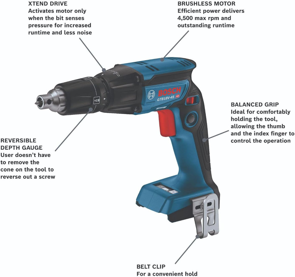 Bosch GTB18V-45B15 18V Brushless 1/4 In. Hex Screwgun Kit with (1) CORE18V® 4 Ah Advanced Power Battery