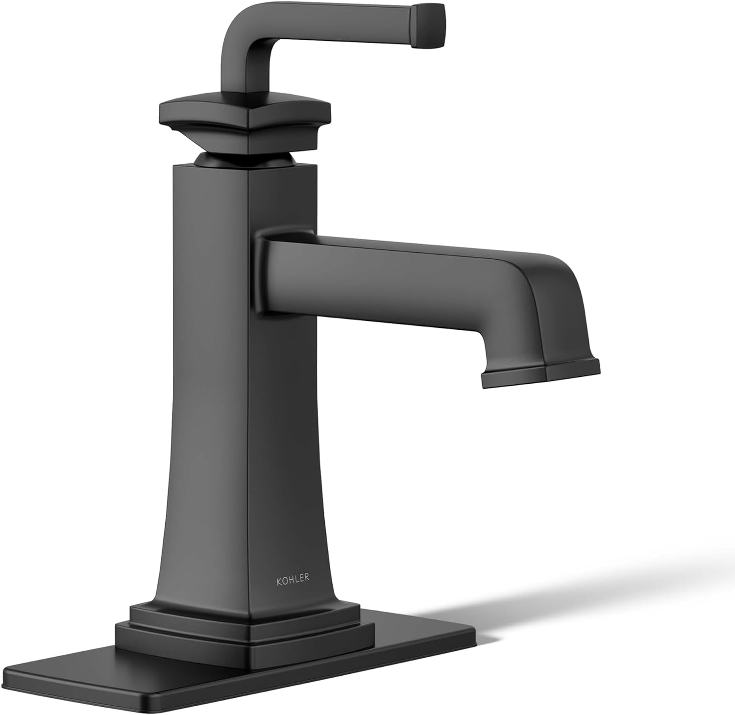 KOHLER K-27400-4K-BL Riff Single-Handle Bathroom Sink Faucet, Single-Hole Faucets with Clicker Drain, 1.0 GPM, Matte Black