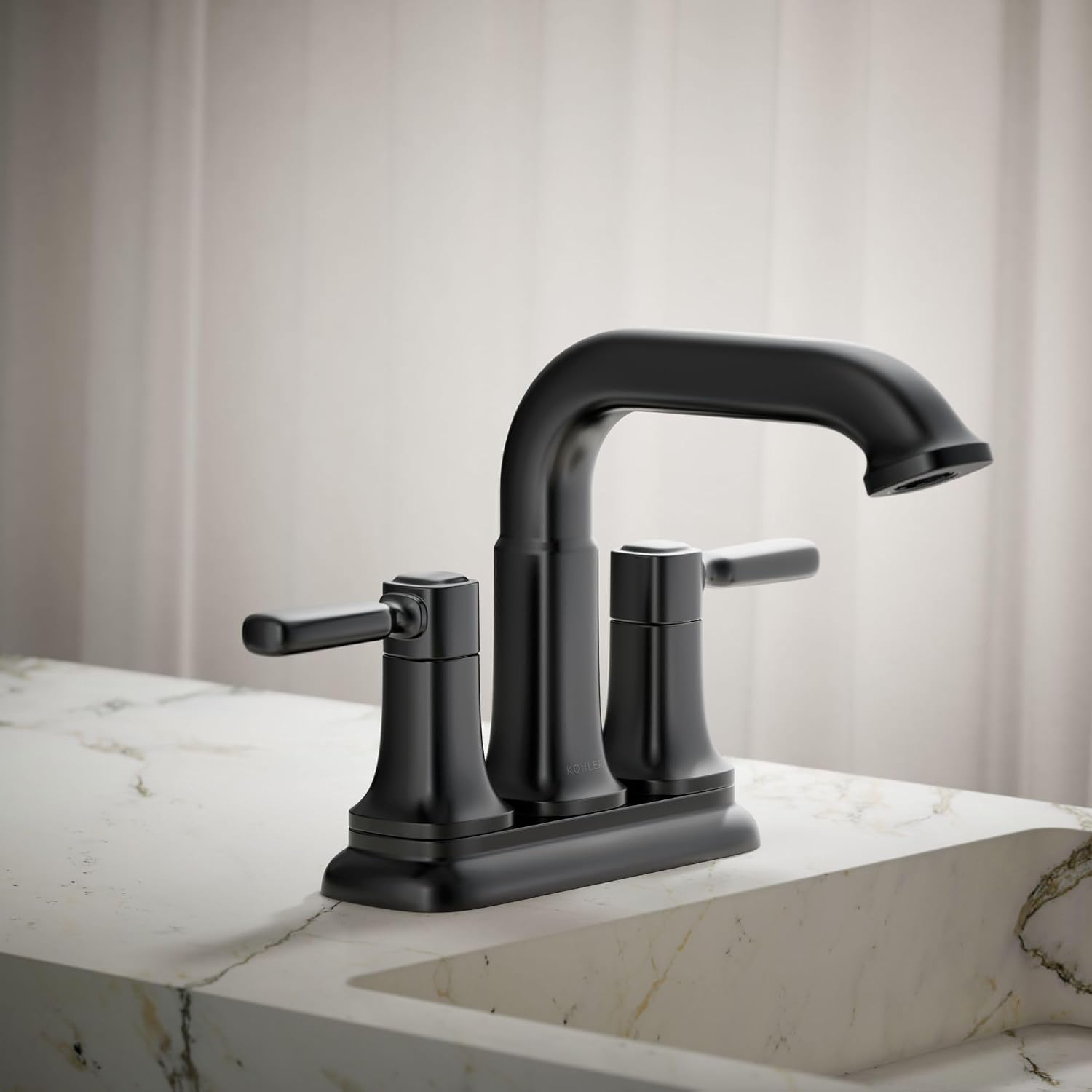 Kohler R33043-4D-BL Ealing® Centerset Bathroom Sink Faucet, 1.2 gpm, Matte Black