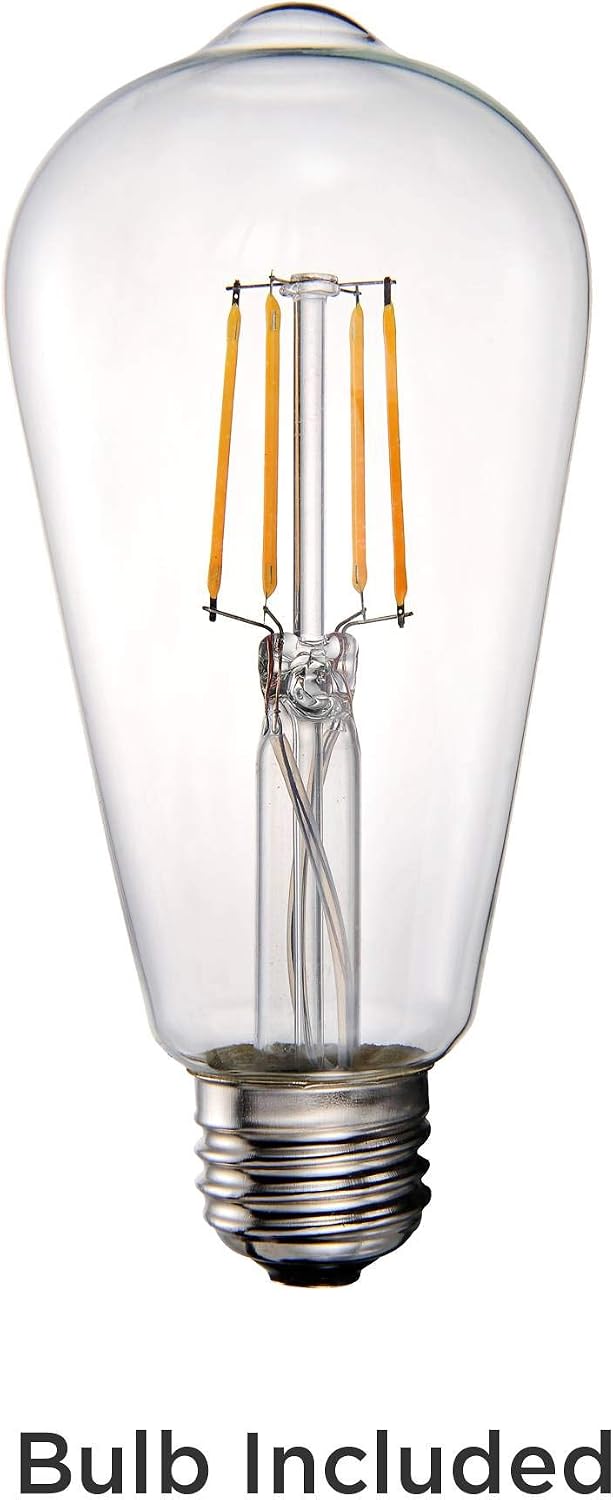 Franklin Iron Works Charleston Industrial Rustic Farmhouse Ceiling Light Semi Flush-Mount Fixture 13 1/2' Wide Brushed Nickel LED Clear Glass Shade for Bedroom Kitchen Living Room Hallway Dining