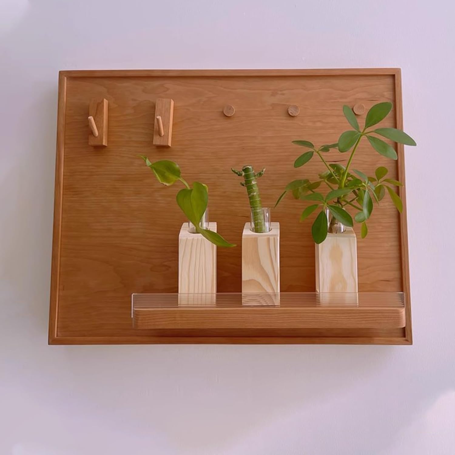 Decorative Wood Magnetic Fuse Box Cover Magnetic, Wall Mounted Breaker Box Cover with Magnet Hooks, Hang Distribution Circuit Panel Cover with Shelf(Natural,40x50cm(15 3/4x19 3/4'))
