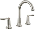 Delta Saylor Brushed Nickel Bathroom Faucet 3 Hole, 8 Inch Widespread Bathroom Sink Faucet for Vanity, Metal Push-Pop Drain Assembly, Stainless 3535-SSMPU-DST