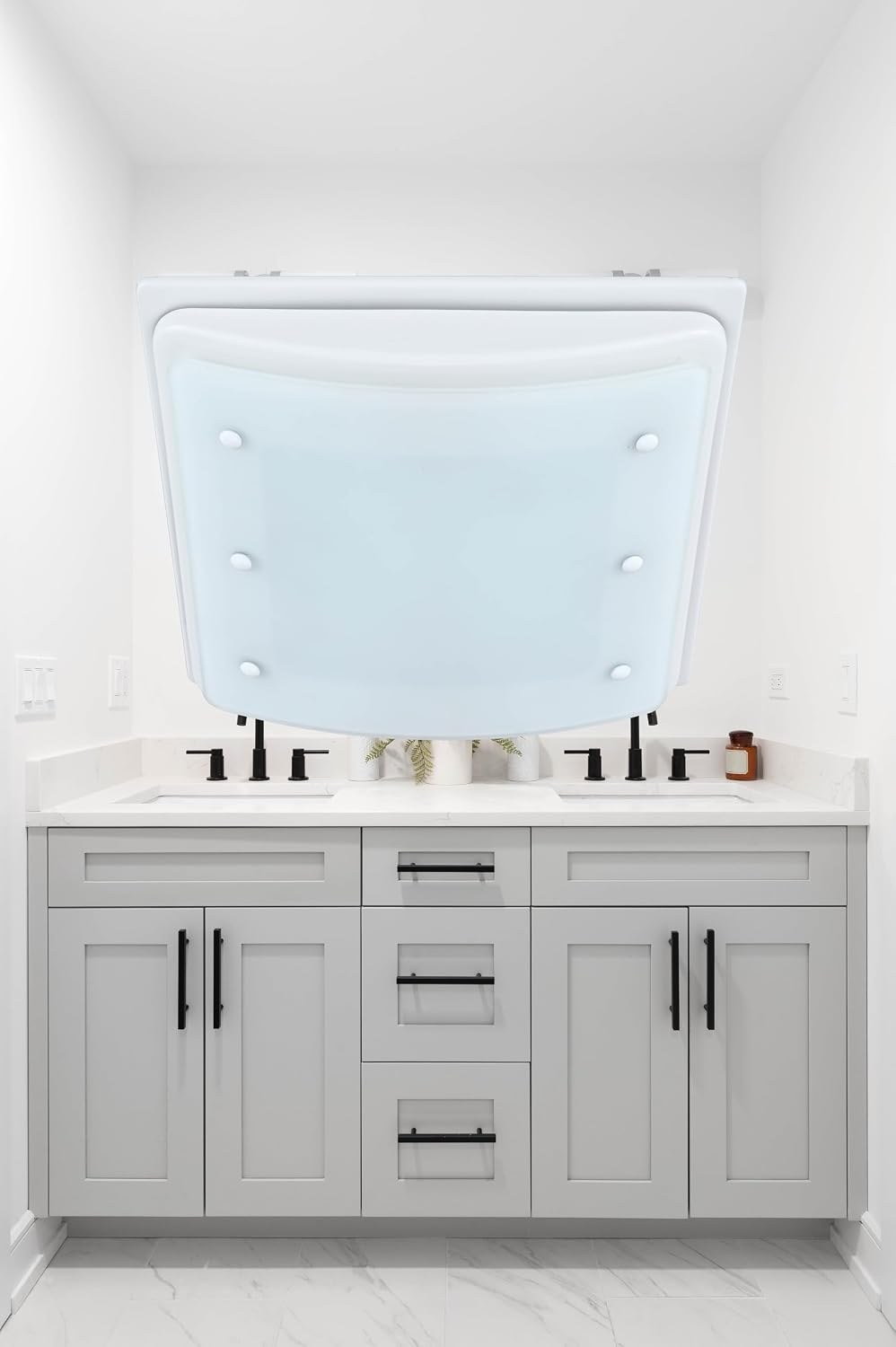 Good Housekeeping (90069) Buckingham 100 CFM 2.0 Sones Decorative Bathroom Ventilation Exhaust Fan with Light & Night-Light in Matte White