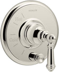 KOHLER K-T72768-4-SN Artifacts Rite-Temp Pressure-Balancing Valve Trim with Push-Button Diverter and Lever Handle, Vibrant Polished Nickel