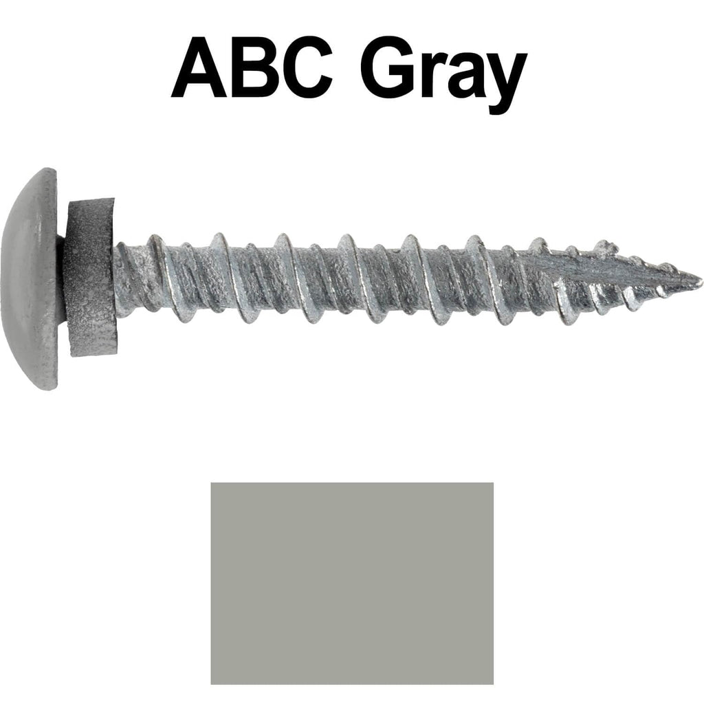 10 x 1-1/2' ABC Gray - Low Profile Star Head Roofing Screws - HI-LO Thread - Metal to Wood - T25 Torx Drive Head - EPDM Washer. 8 X 250 Bags - 2,000 Screws