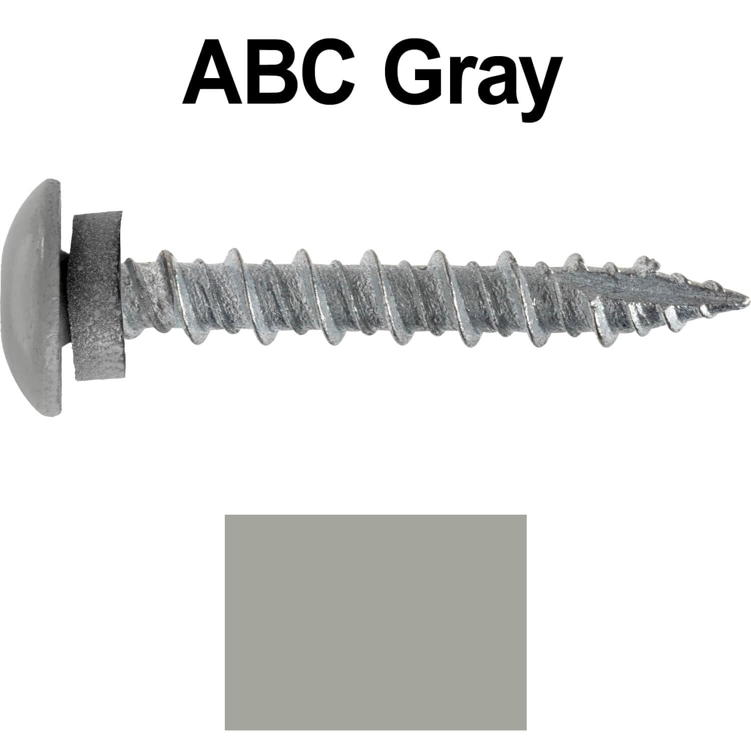 10 x 1-1/2' ABC Gray - Low Profile Star Head Roofing Screws - HI-LO Thread - Metal to Wood - T25 Torx Drive Head - EPDM Washer. 8 X 250 Bags - 2,000 Screws