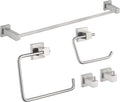 KIBI Cube 5 Piece Brushed Nickel Bathroom Hardware Set | Towel Bar (24'), Towel Ring, Toilet Paper Holder, Robe Hooks | Towel Holder & Toilet Paper Roller for Bathroom (C-KBA15-5-2)