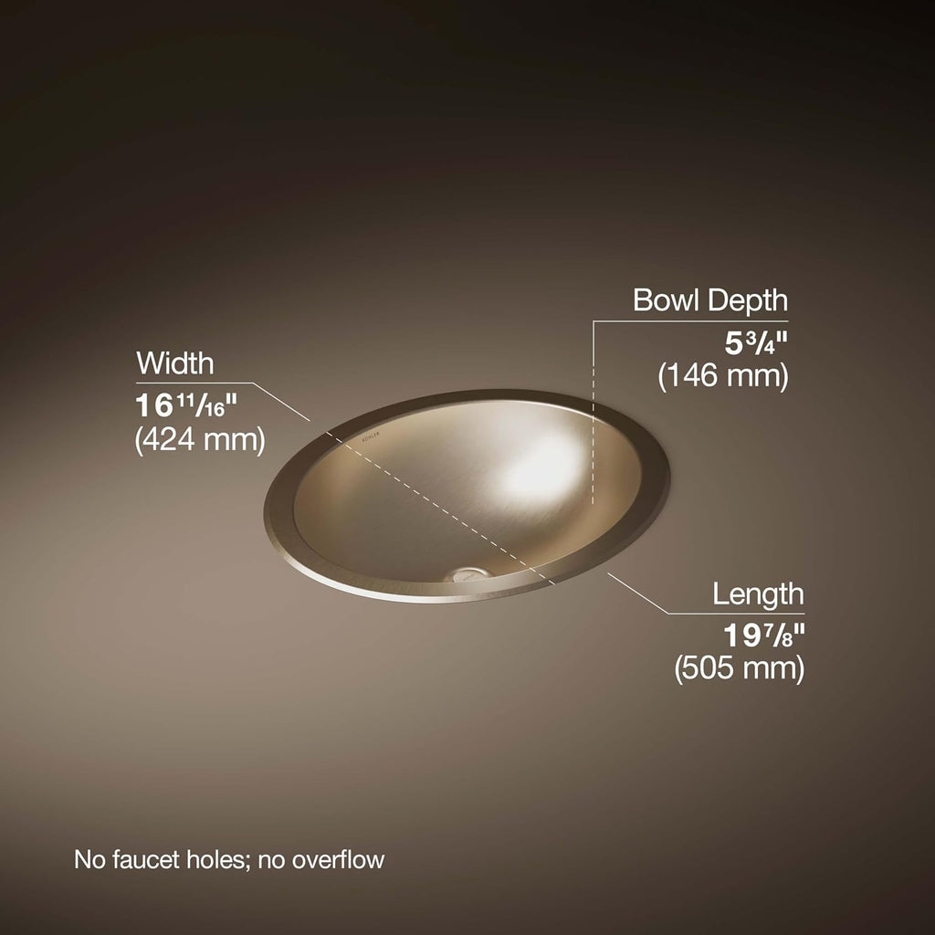 Bachata 20' Oval Drop-In/Undermount Bathroom Sink No Overflow