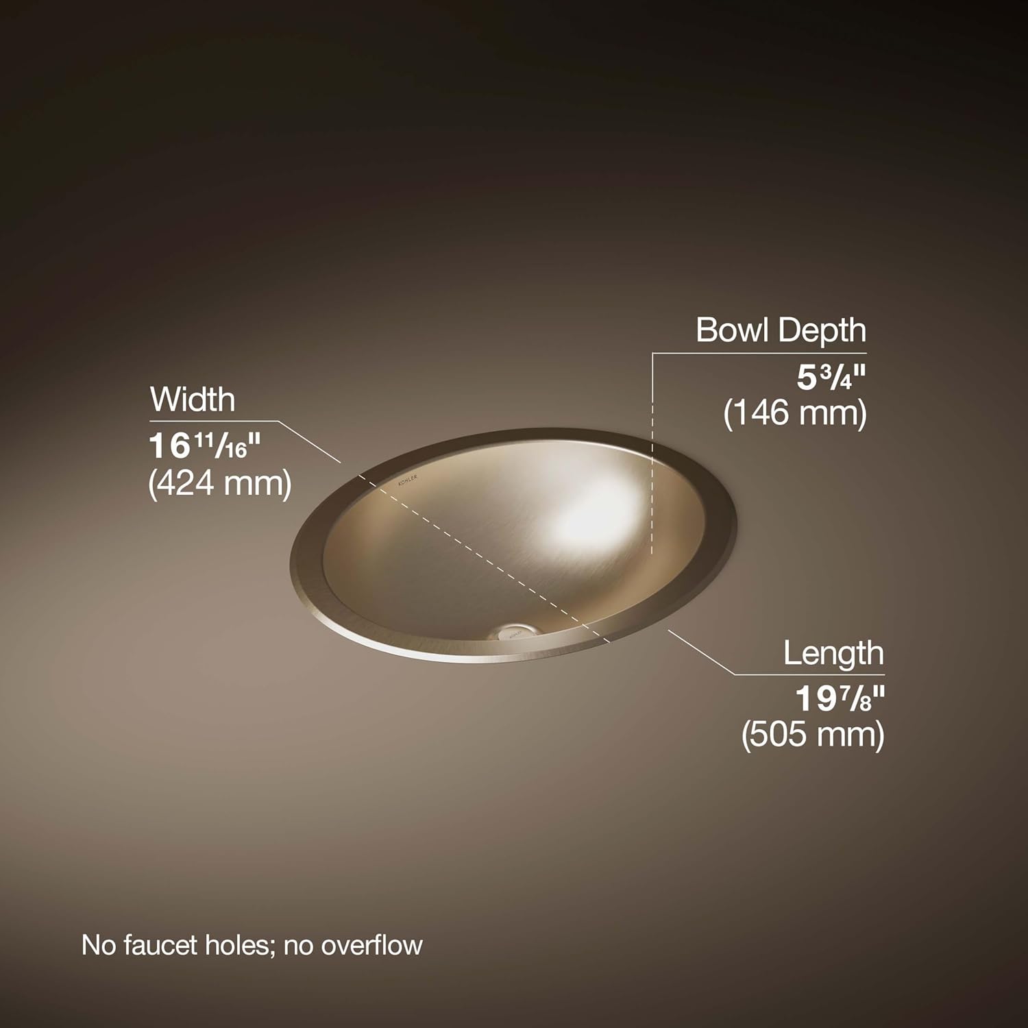 Bachata 20' Oval Drop-In/Undermount Bathroom Sink No Overflow