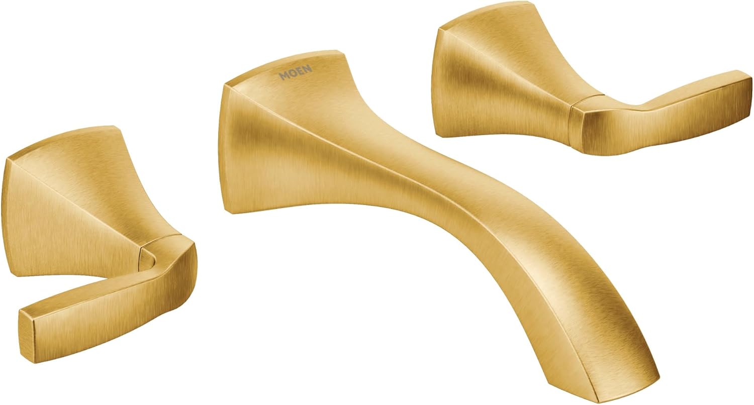 Moen T6906BG Voss Two-Handle Wall Mount Bathroom Faucet Trim Kit, Valve Required, Brushed Gold
