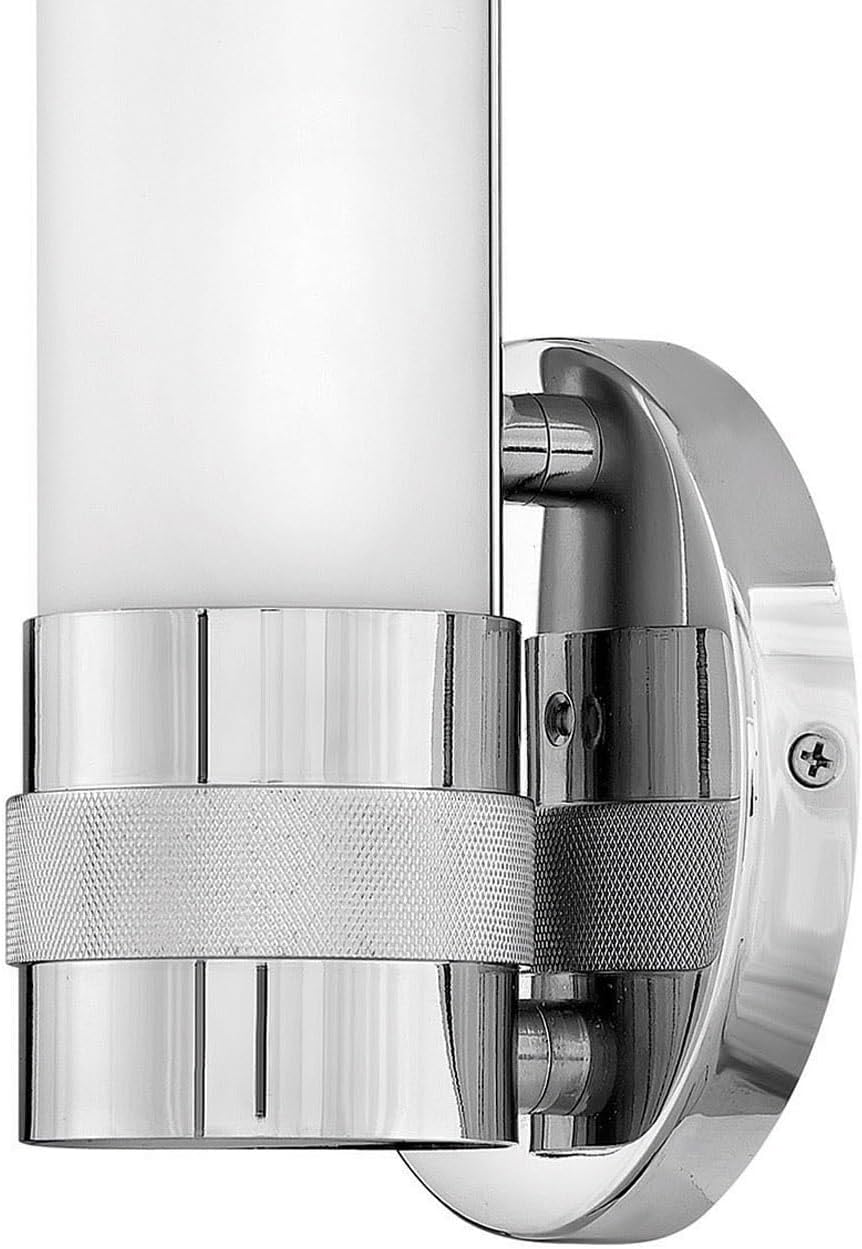 Hinkley Remi 5070CM Integrated LED 16W Bathroom Vanity Sconce, Etched White Glass, Mid-Century Modern, ADA Compliant, Chrome