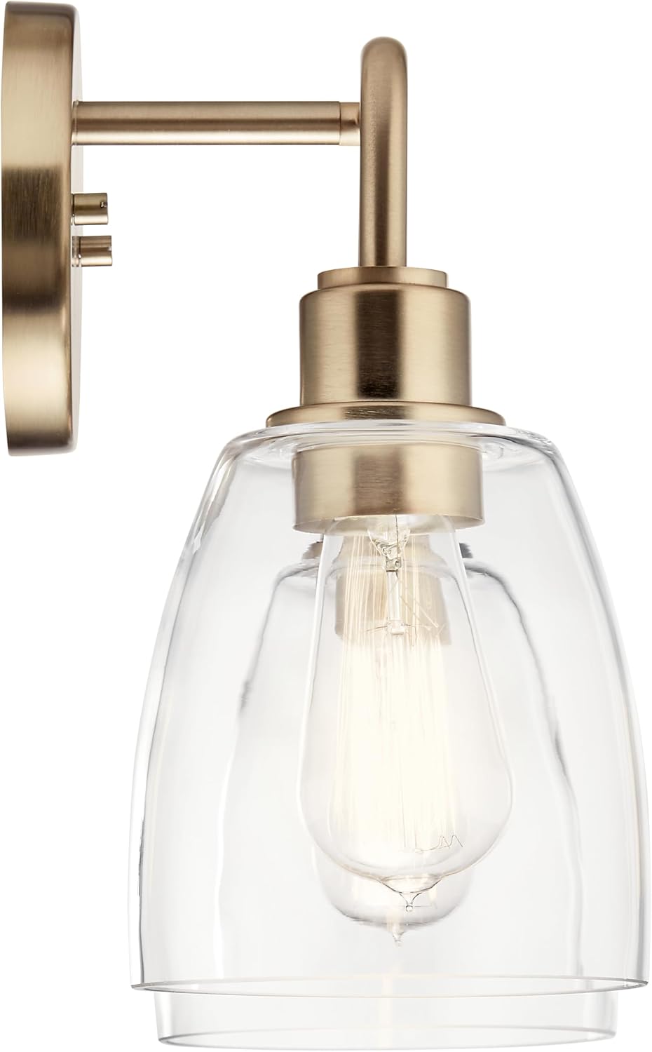 Kichler Meller 2-Light Bathroom Vanity Light Fixture with Clear Glass Shades, Industrial Wall Sconce in Champagne Bronze for Bathroom Mirror (11.25' x 5.5' x 7'), 55101CPZ