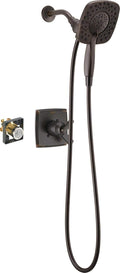 DELTA Ashlyn 17 Series Dual-Function Shower Trim Kit with 2-Spray Touch-Clean In2ition 2-in-1 Hand Held Shower Head with Hose, Venetian Bronze T17264-RB-I (Valve Included)