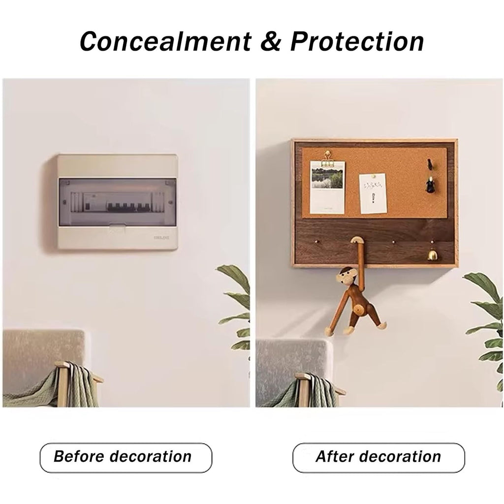 Wall Mounted Electric Meter Box Decorative, Wooden Breaker Box Decorative Cover with Hooks, Hide Fuse Boxes Panel Cover Cabinet, for Farmhouse, Kitchen, Hotel(60x40cm/23.6x15.7in)