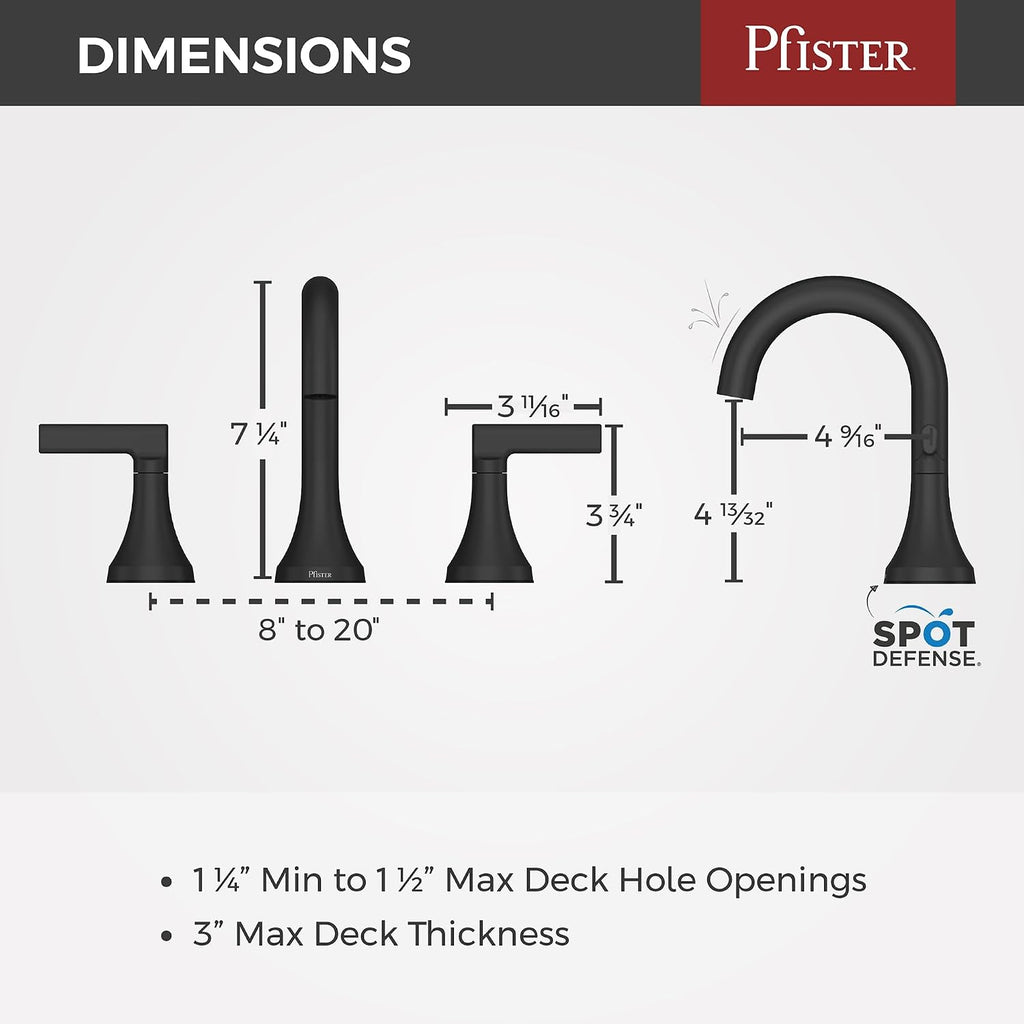 Pfister Vedra 2-Handle 8' Widespread Bathroom Faucet in Matte Black