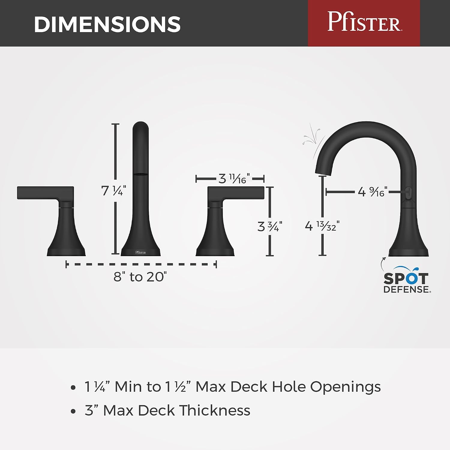 Pfister Vedra 2-Handle 8' Widespread Bathroom Faucet in Matte Black