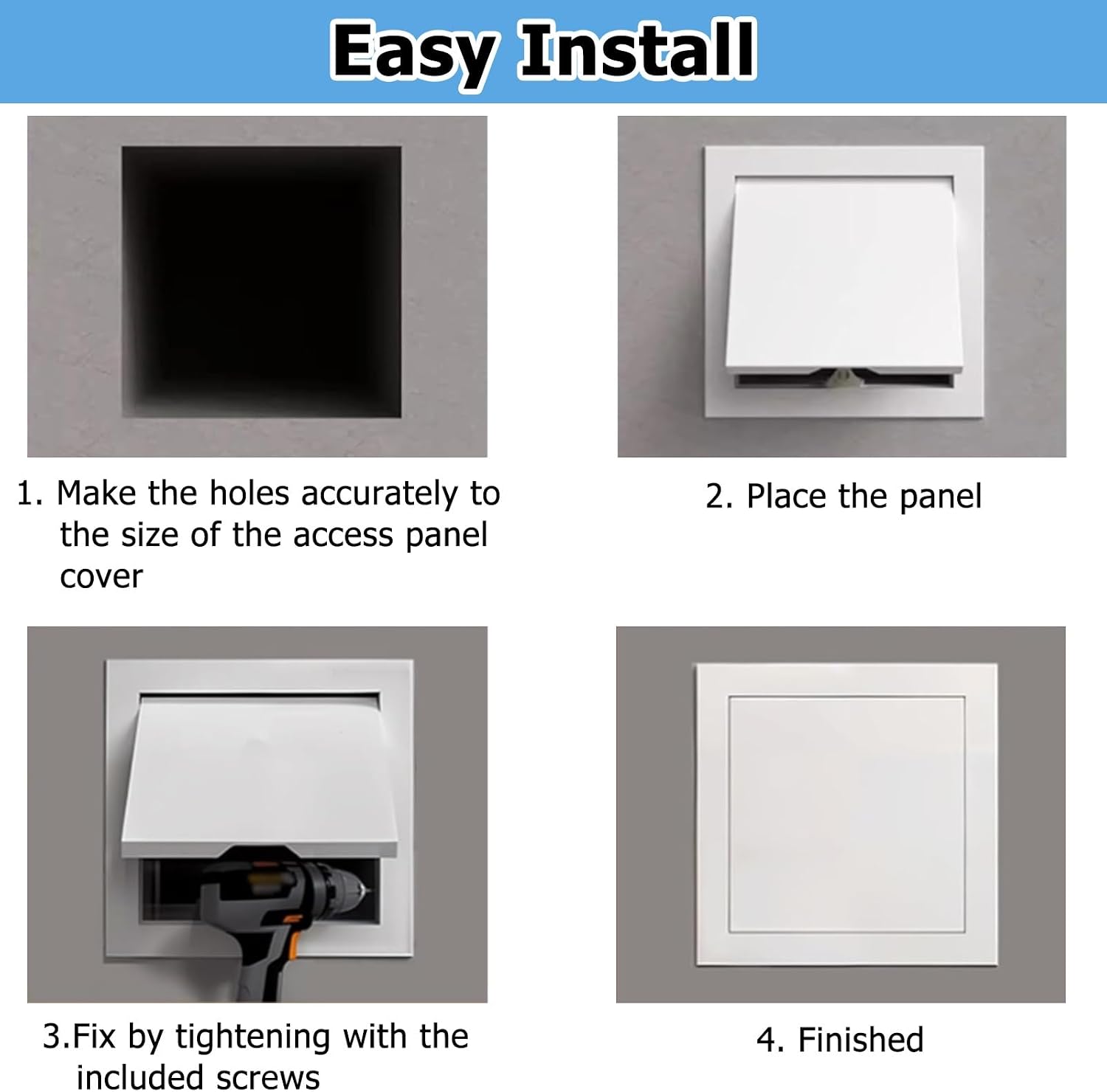 0.5 0.7 0.8 1 1.3 1.5 1.6 1.8 2ft Square Metal Access Door with 4 Screws, Plumbing Access Panel for Drywall, Small Plumbing Electrical Wall Hole Cover(Black,40x60cm/15.7x23.6inch)