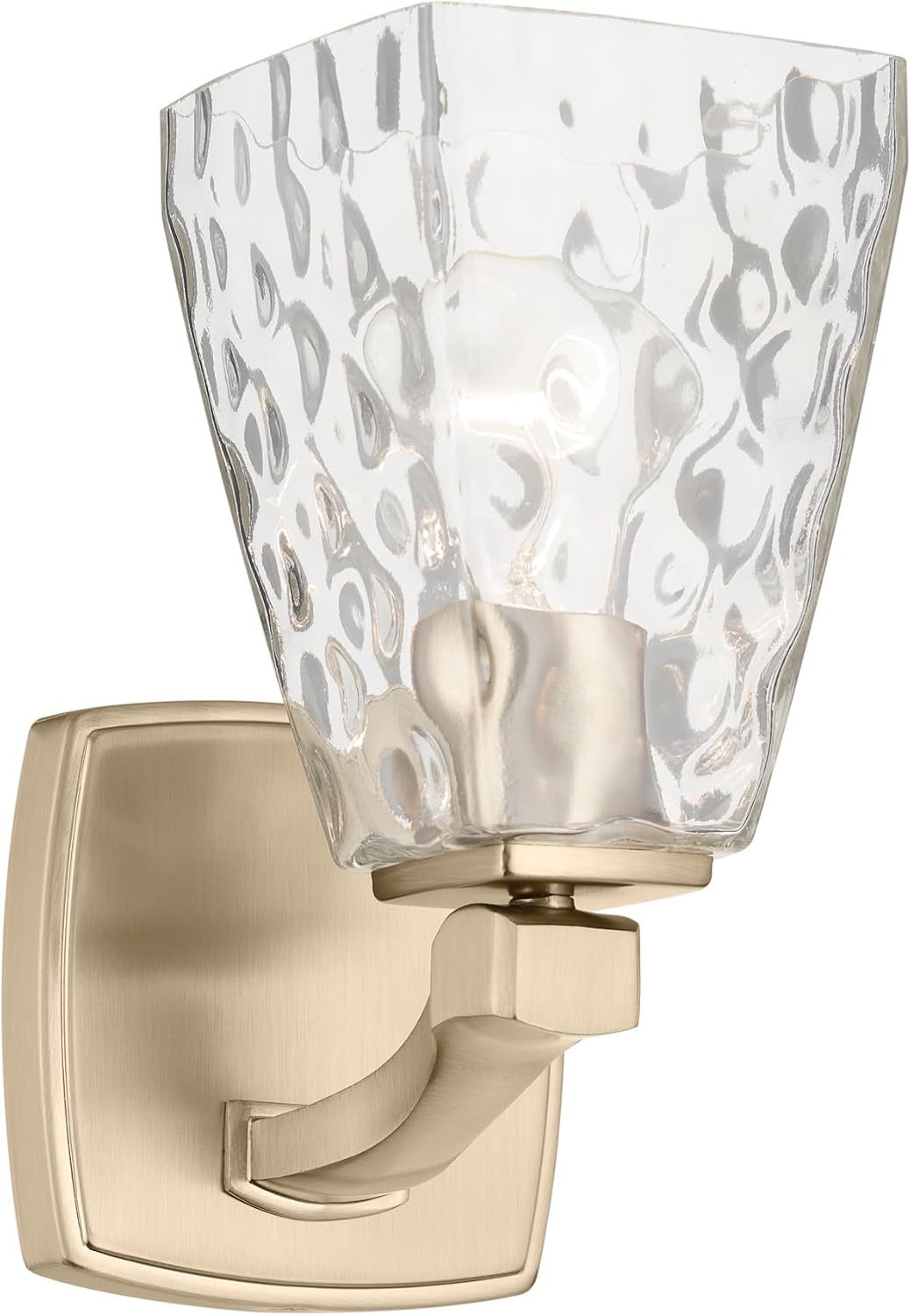Kichler Marant 5' 1-Light Wall Sconce Bathroom Vanity Light Fixture with Clear Water Glass in Champagne Bronze for Bathroom, Powder Room and Hallway (5' W x 9.5' H), 55214CPZWTR