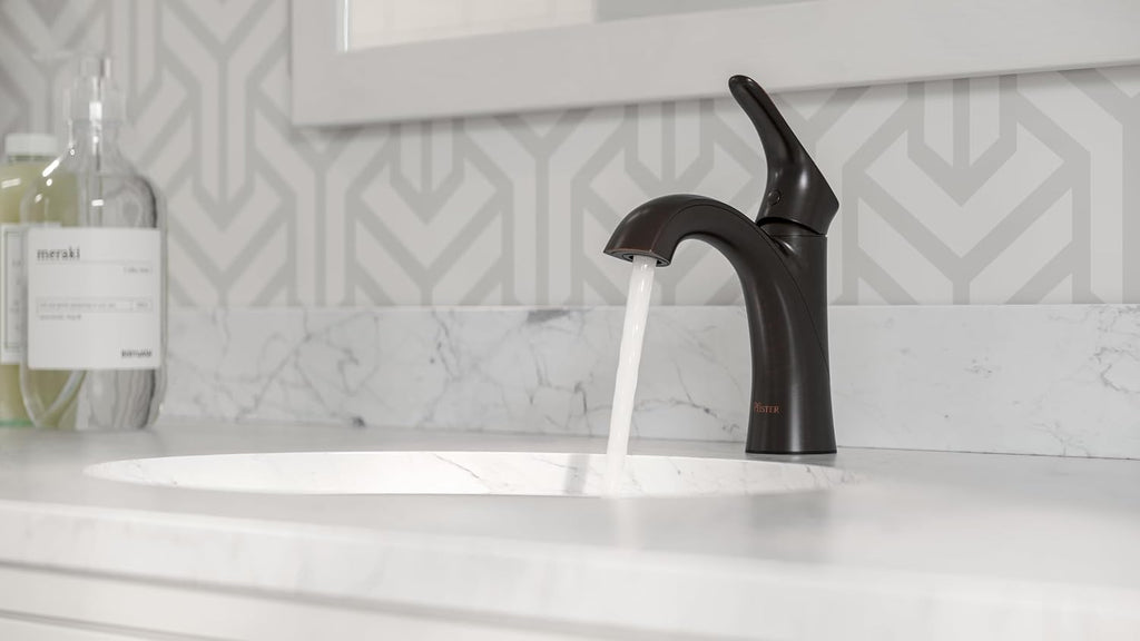 Pfister Weller Single Handle Bathroom Sink Faucet with Single Hole or 3-Hole Mount, Tuscan Bronze Finish, Push & Seal Drain, Water-Efficient WaterSense Certified, LG42WR0Y