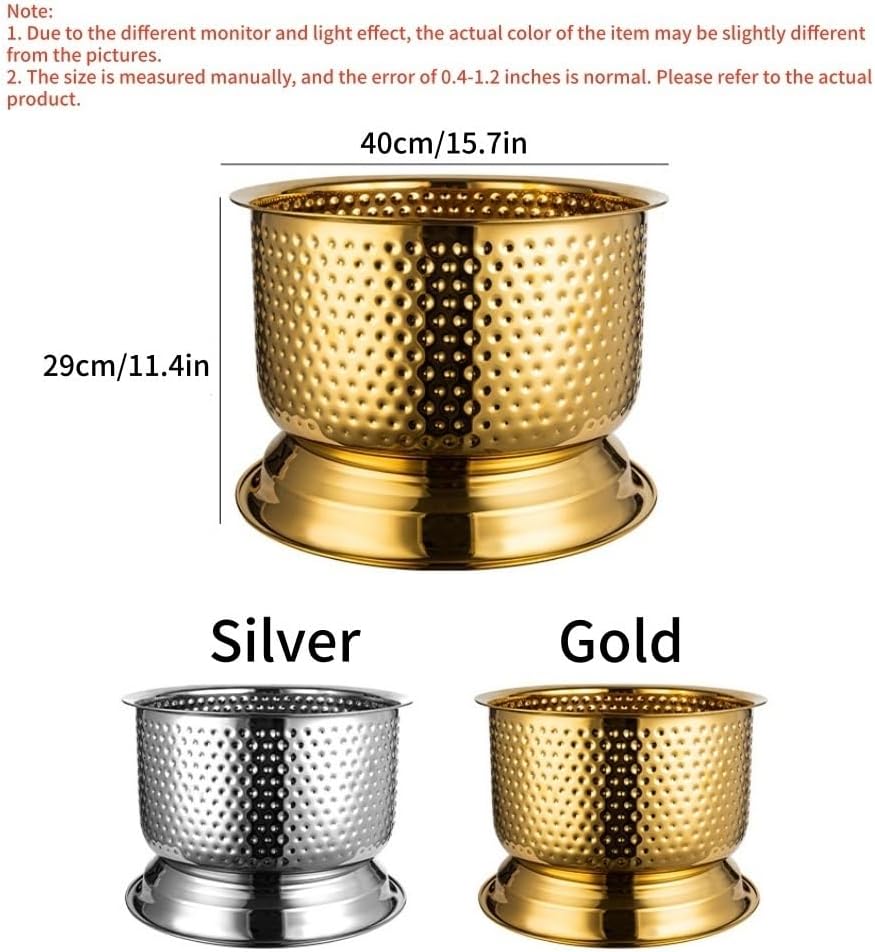 Stainless Steel Ice Bucket for Parties, Large Drink Buckets, Champagne Bucket for Bar, Weddings, Outdoor Events(Gold)