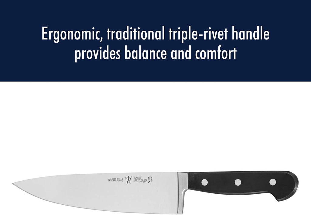 HENCKELS Classic Razor-Sharp 3-Piece Kitchen Knife Set, Chef Knife, Paring Knife, Utility Knife, German Engineered Informed by 100+ Years of Mastery, Stainless Steel