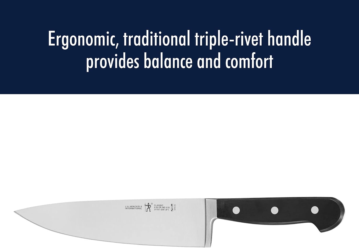 HENCKELS Classic Razor-Sharp 3-Piece Kitchen Knife Set, Chef Knife, Paring Knife, Utility Knife, German Engineered Informed by 100+ Years of Mastery, Stainless Steel