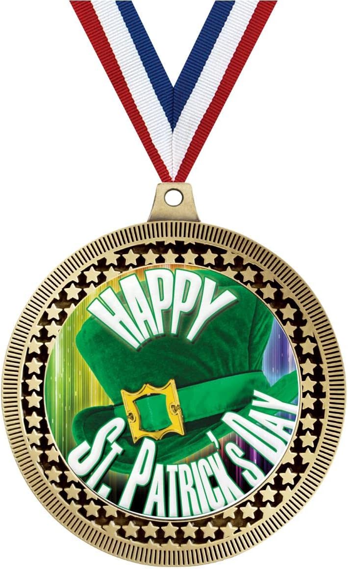 Crown Awards 2.75' Happy St. Patricks Day Medal Award, Gold Vega Happy St. Patricks Day Team Trophy Award Includes Free Neck Ribbon Prime