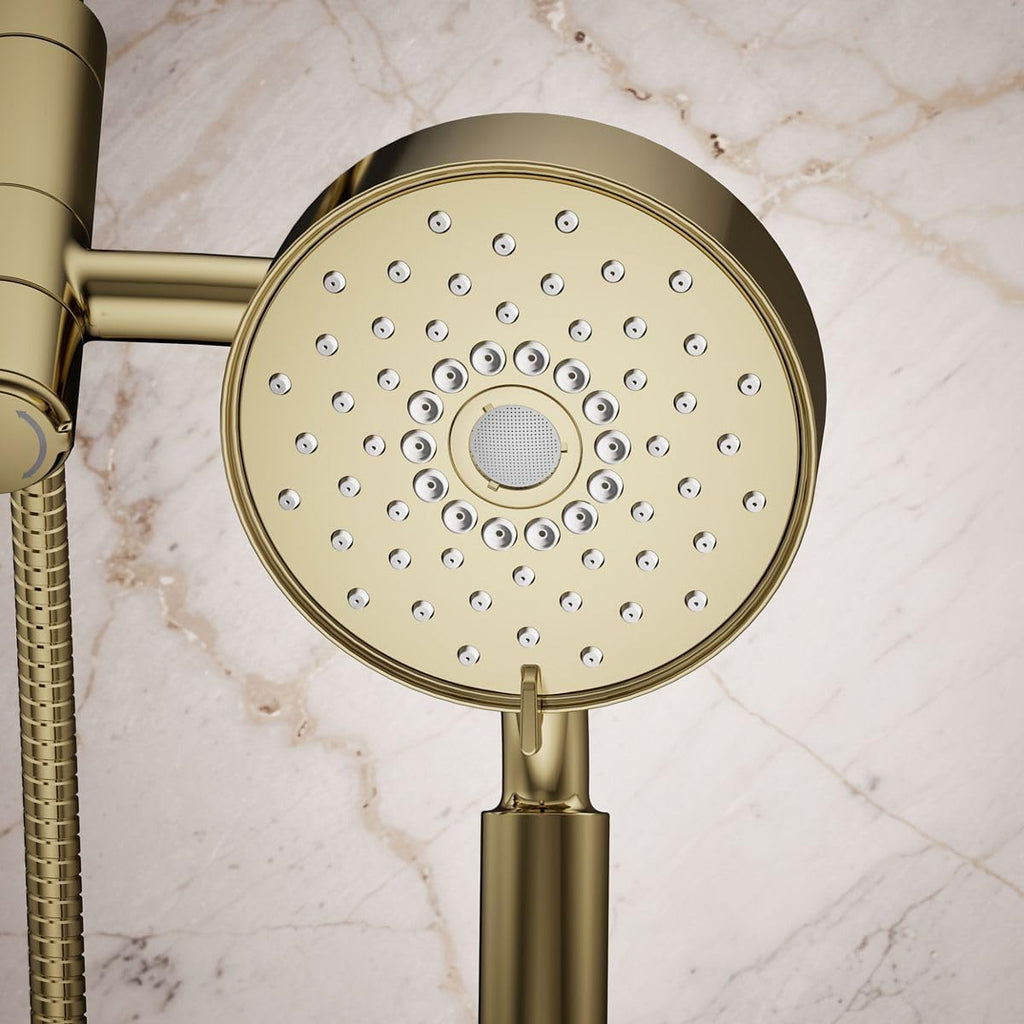 KOHLER 23219-AF Purist 2-in-1 Multi Function Shower Kit with SHOWERHEAD & HAND SHOWER with Full Coverage & Rotating Rail, Vibrant French Gold, 2.5 GPM