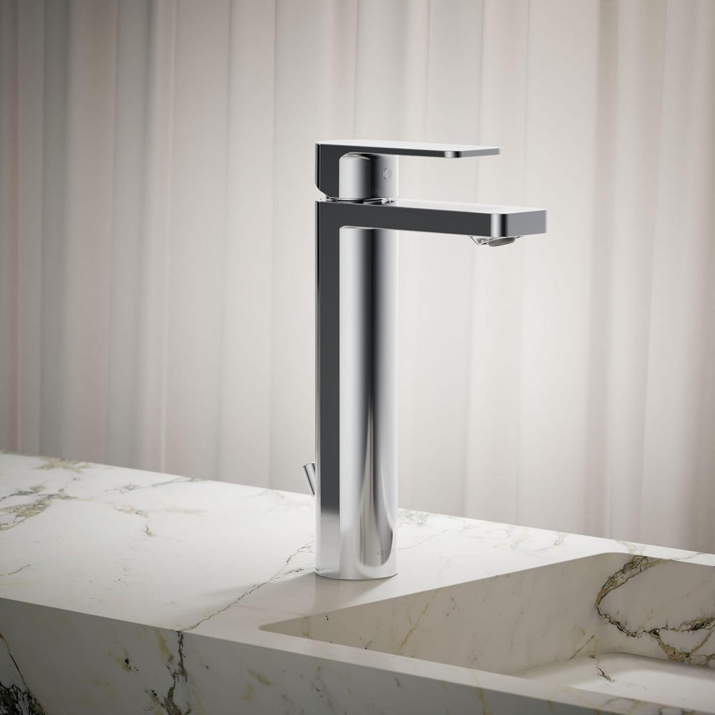 Kohler K-23475-4K-CP Parallel Tall Single Handle Bathroom Sink Faucet, 1.0 GPM, Polished Chrome