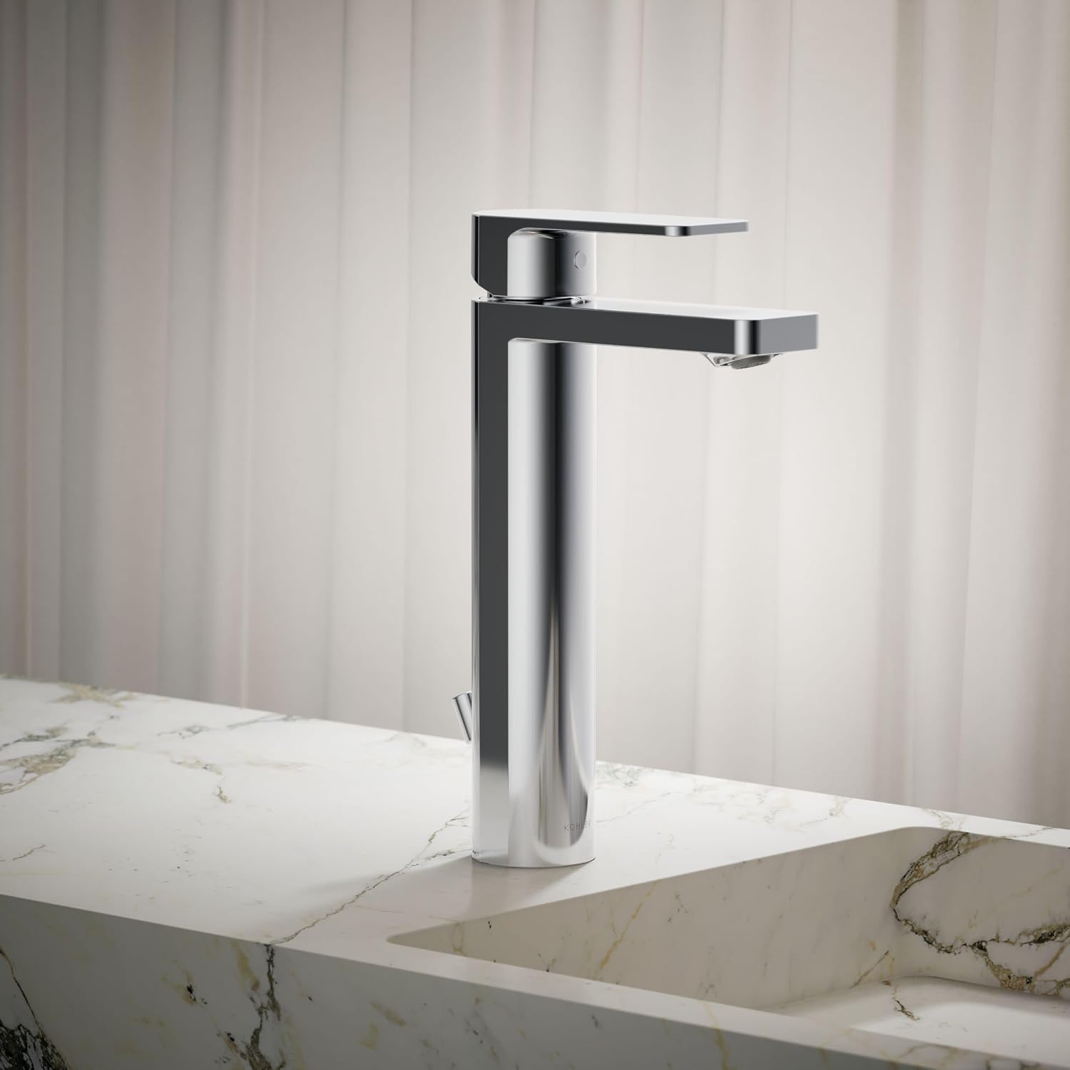 Kohler K-23475-4K-CP Parallel Tall Single Handle Bathroom Sink Faucet, 1.0 GPM, Polished Chrome