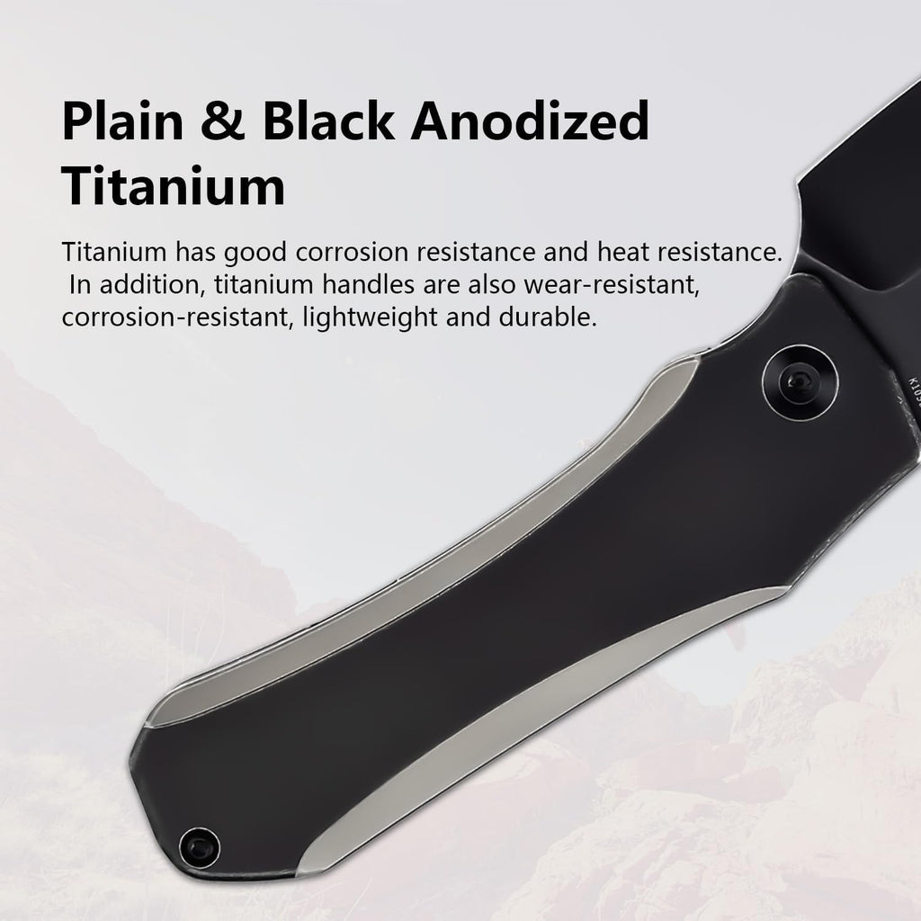 KANSEPT Loki Pocket Folding Knives for Men EDC Camping 2.99'' CPM S35VN Blade Material Pocket Folding Knife with Plain & Black Anodized Titanium Handle Everyday Carry K1058A1