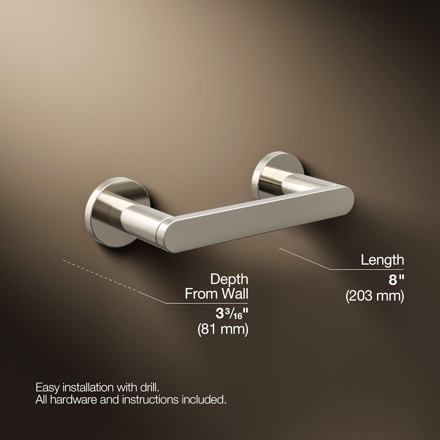 Kohler K73147-SN Composed Wall Mounted Pivoting Toilet Paper Holder Vibrant Polished Nickel