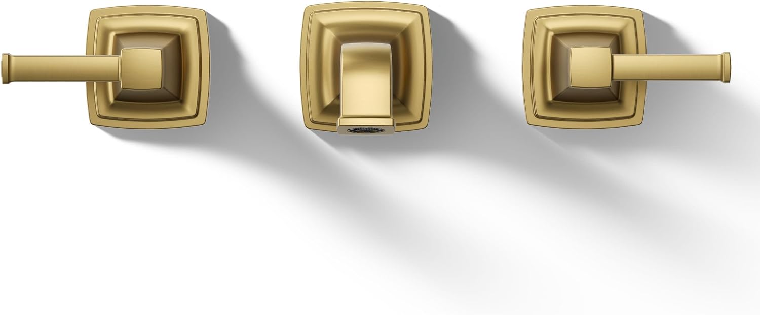 Kohler T26432-4-2MB RIFF® Widespread wall-mount bathroom sink faucet trim, Vibrant Brushed Moderne Brass
