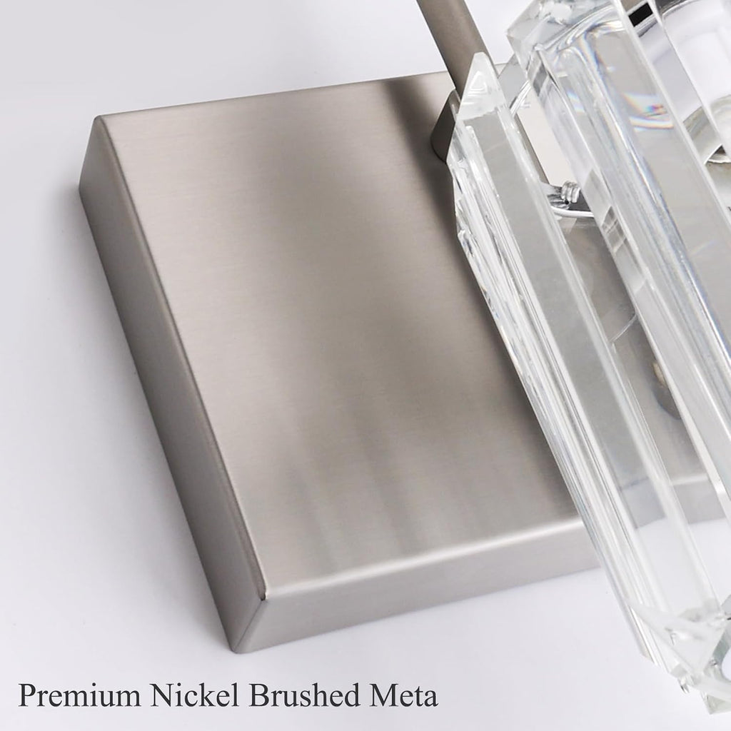 Ralbay 4-Light Crystal Vanity Light for Bathroom Brushed Nickel Modern Bathroom Light Fixtures