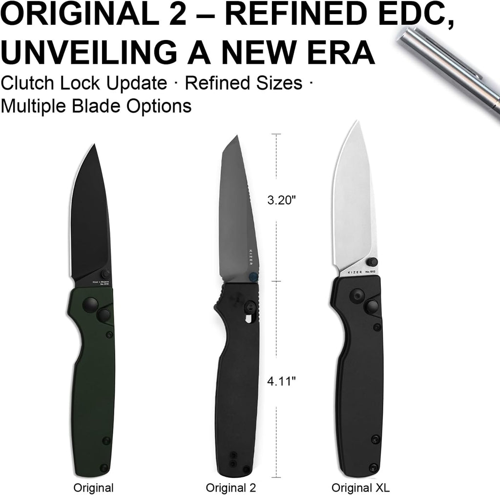 Kizer Original 2 EDC Pocket Knife, 3.2' S45VN Tanto Folding Knife with Titanium Handle, Thumb Stud Opener Clutch Lock, for Camping Hiking Fishing Ki3605.2TA1