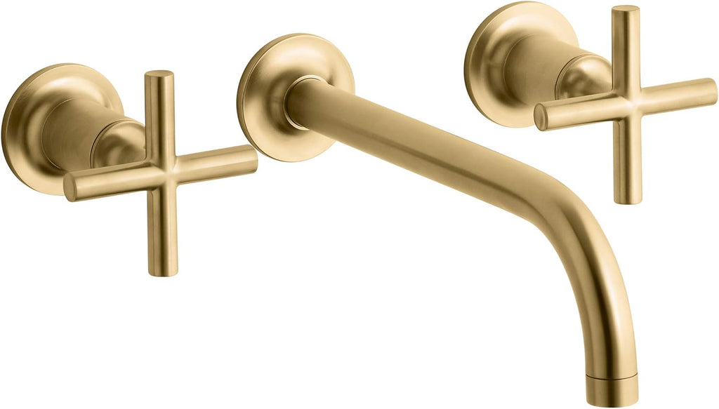 Purist Wall-mount Bathroom Sink Faucet Trim With 9-in, 90-degree Angle Spout And Cross Handles, Requires Valve