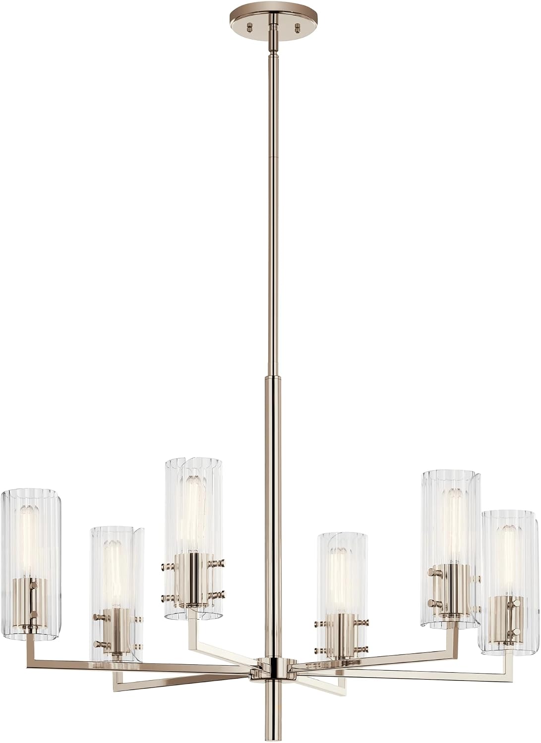Velestino 30.25' 6 Light Chandelier in Polished Nickel, for Foyer, Dining Room, Living Room, Bedroom, (21.25' x 30.25') 52679PN