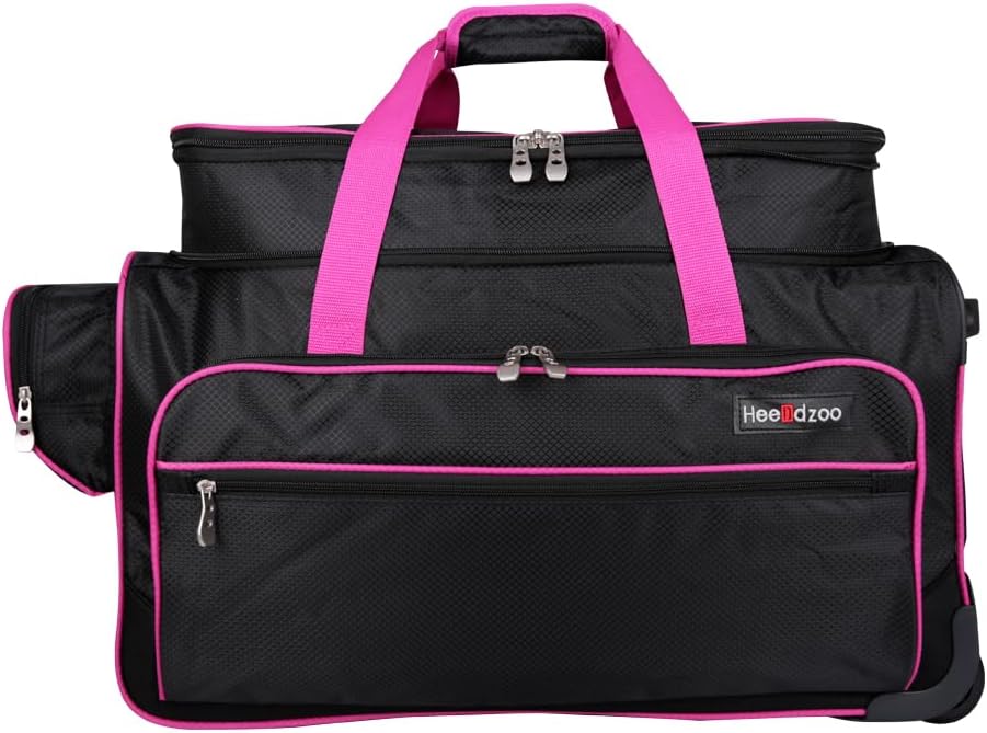 Dance Bag with Garment Rack,23inch Dance Competition Garment Bags with Clothes Rack,Suitcase,Rolling Duffle for Travel, Wheeled Drop-Bottom Upright Luggage Closet Suitcase(Expand-Purple