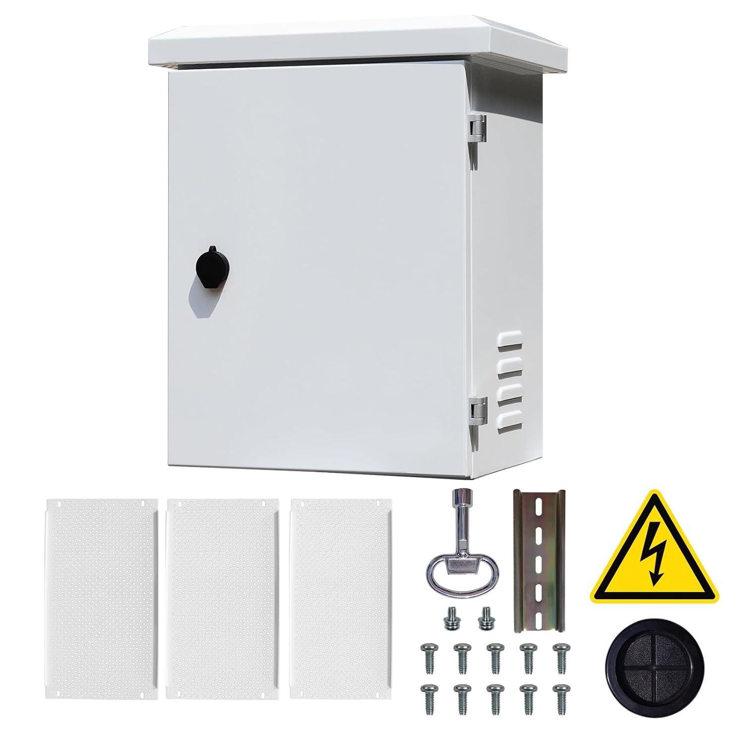 Nema Enclosure with Rain Hood Weatherproof Junction Electric Breaker Box with Fan-Vent Design Electrical Cabinet with Mounting Track Hole in Back 16X20X12
