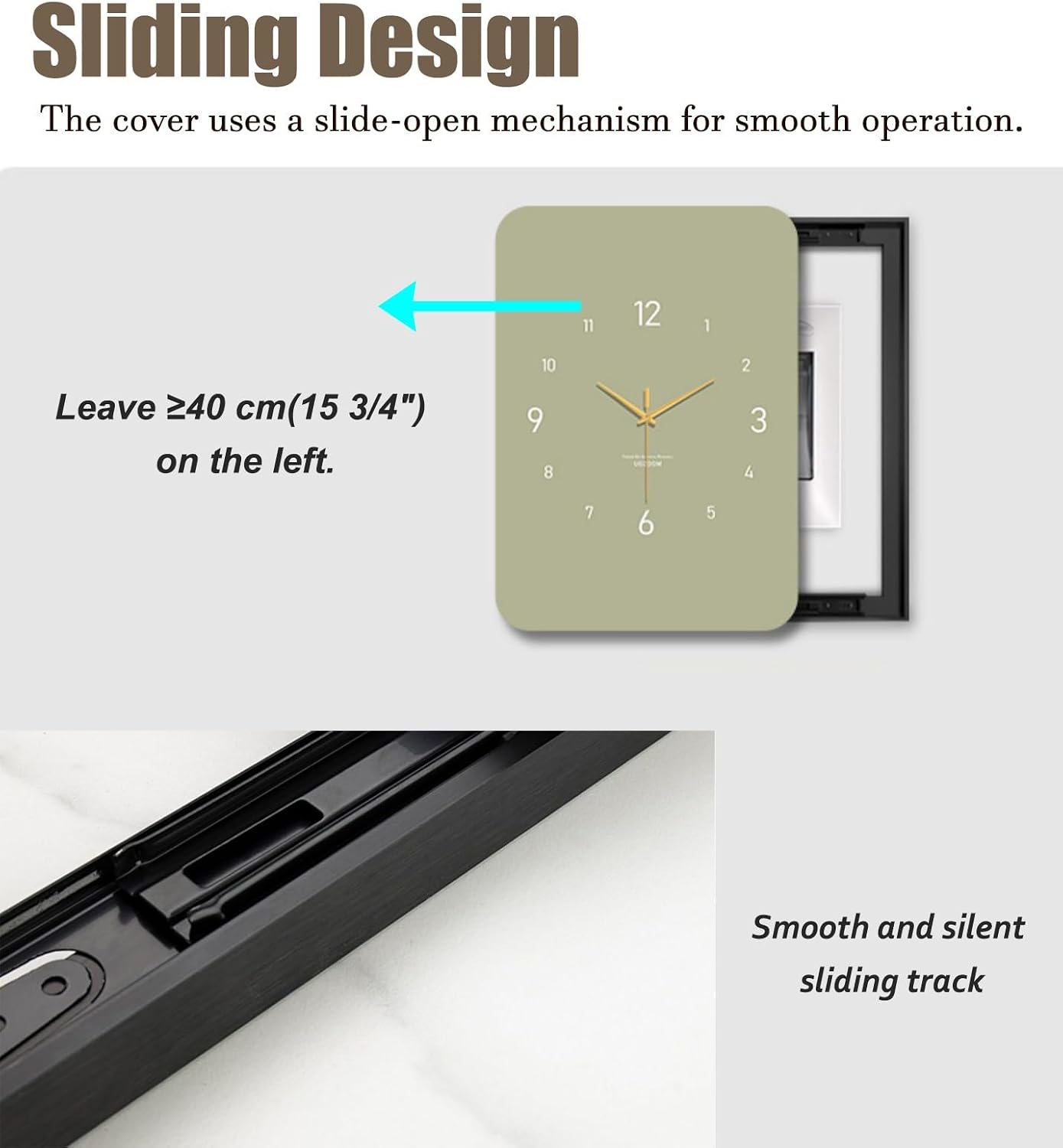 Electrical Panel Cover Vertical Analog Clock Electrical Panel Cover, Stylish Breaker Box Cover for Office/Restaurant/Bedroom/Room Decor, Fuse Box Protective Cover(B,WXH-55 x 65CM-19.7x27.6)