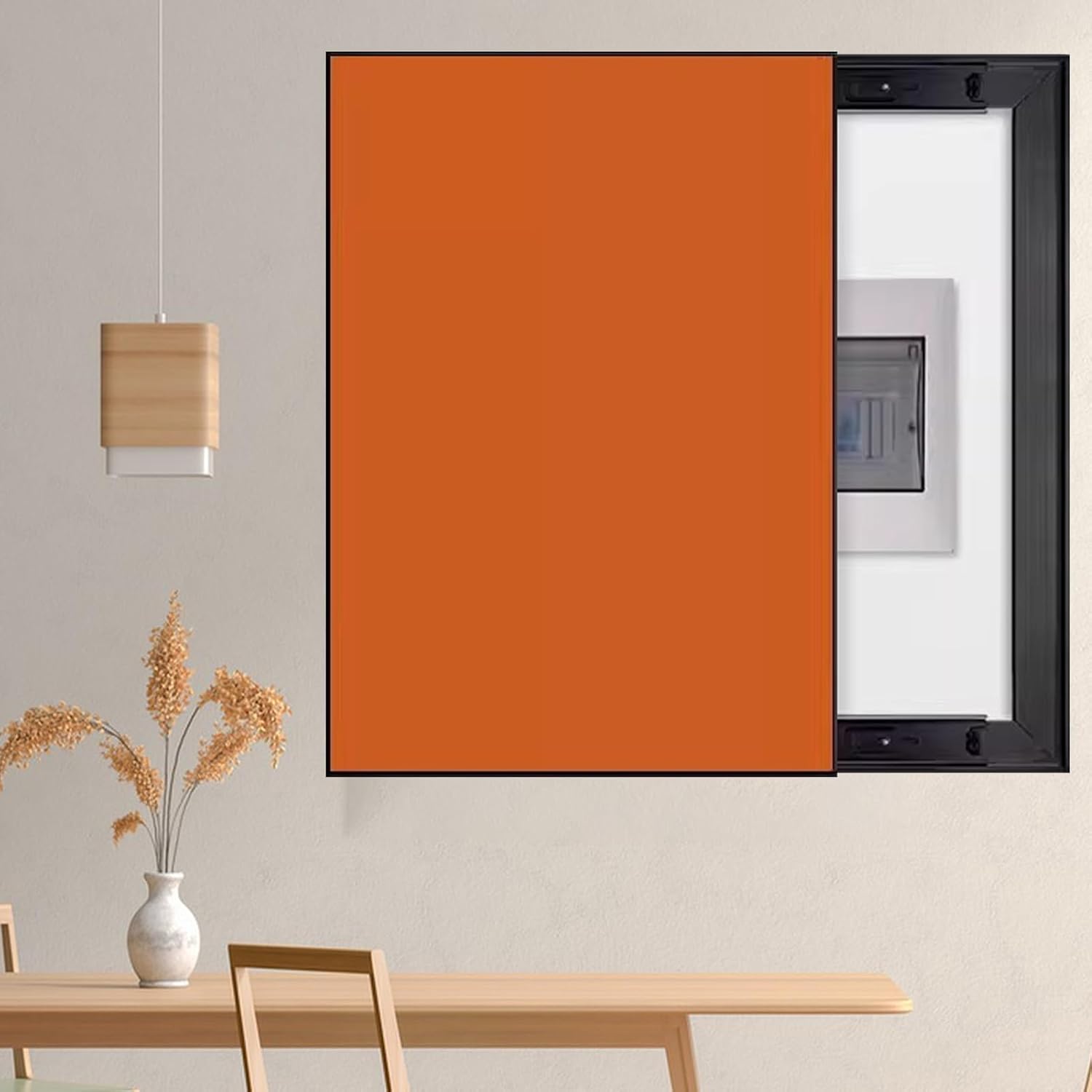 Vertical Breaker Box Cover for Decorative Electrical Panel, Indoor Fuse Box Cover for Wall Artative, Hide Meter Electric Cover with Sliding Design(Orange,40x50cm(15 3/4x19 3/4'))