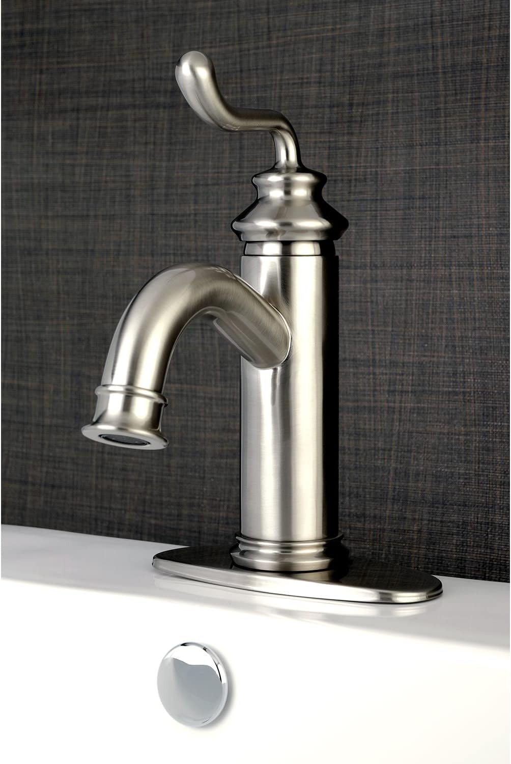 Fauceture LS541RLAB Royale Single-Handle Bathroom Faucet with Push Pop-Up, Antique Brass
