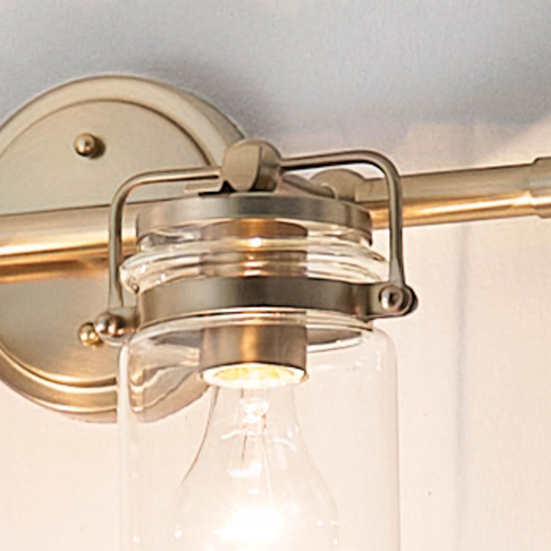 Kichler Brinley 2-Light Bathroom Vanity Light Fixture 15.75 in Industrial Farmhouse with Clear Glass in Champagne Bronze for Mirror Over Sink (15.75 x 10.25 x 6.75 in), 45688CPZ