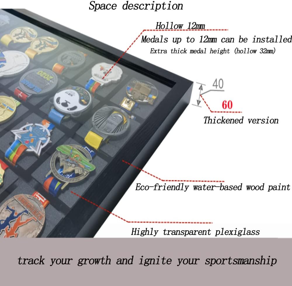 Medal Shadow Box- Military Medal Display case- Badge Display case 3D Medal Box Photo Frame, Runner, Marathon, Race Champion, Football, Gymnastics and All Sports Medals Medal Badges