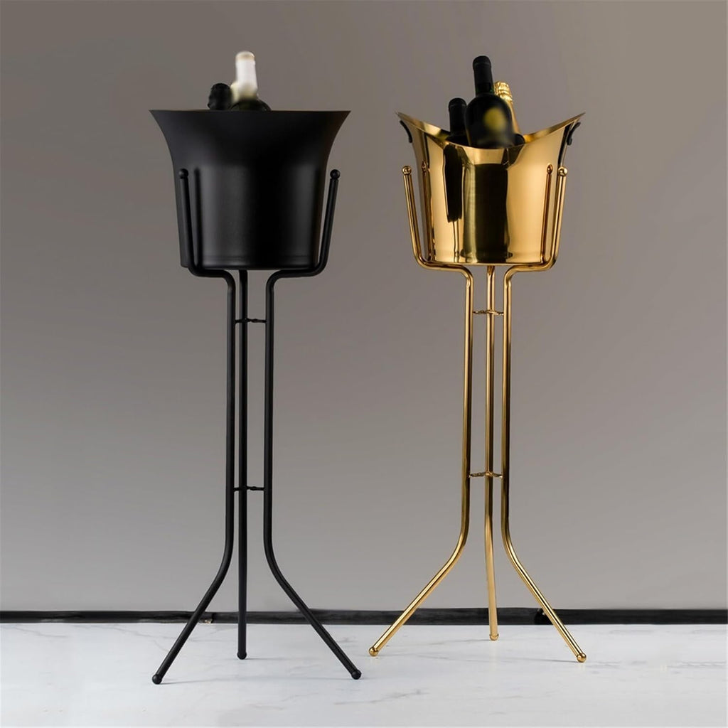 Ice Buckets Stainless Steel Floor-Standing Champagne Bucket Large Ice Bucket Bar Party(Gold)