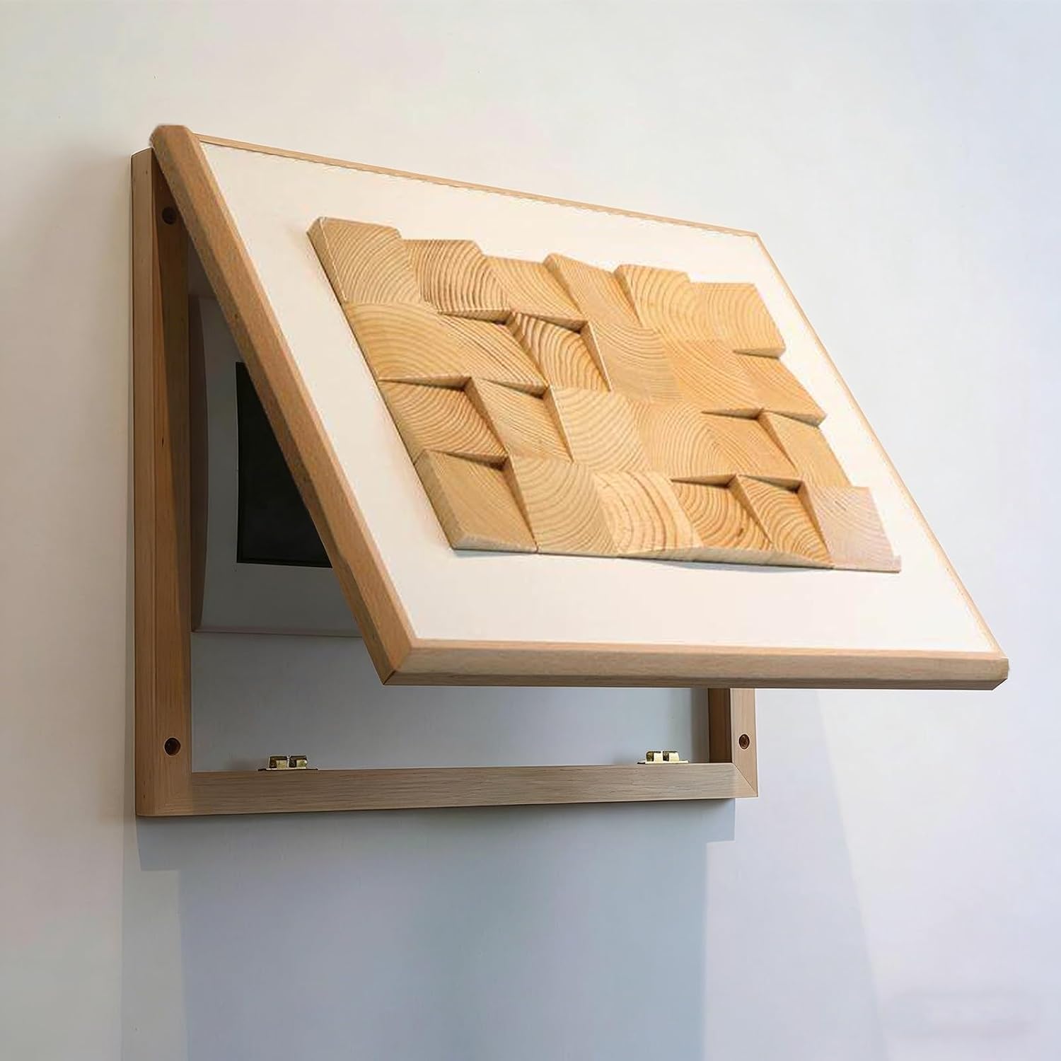 Decorative Electrical Panel Cover, Wall Mounted Electric Meter Box Cover, Wooden Wall Art Decorative, Meter Switch Box for Livingroom and Office(White,60 * 40cm/23.6 * 15.7in)