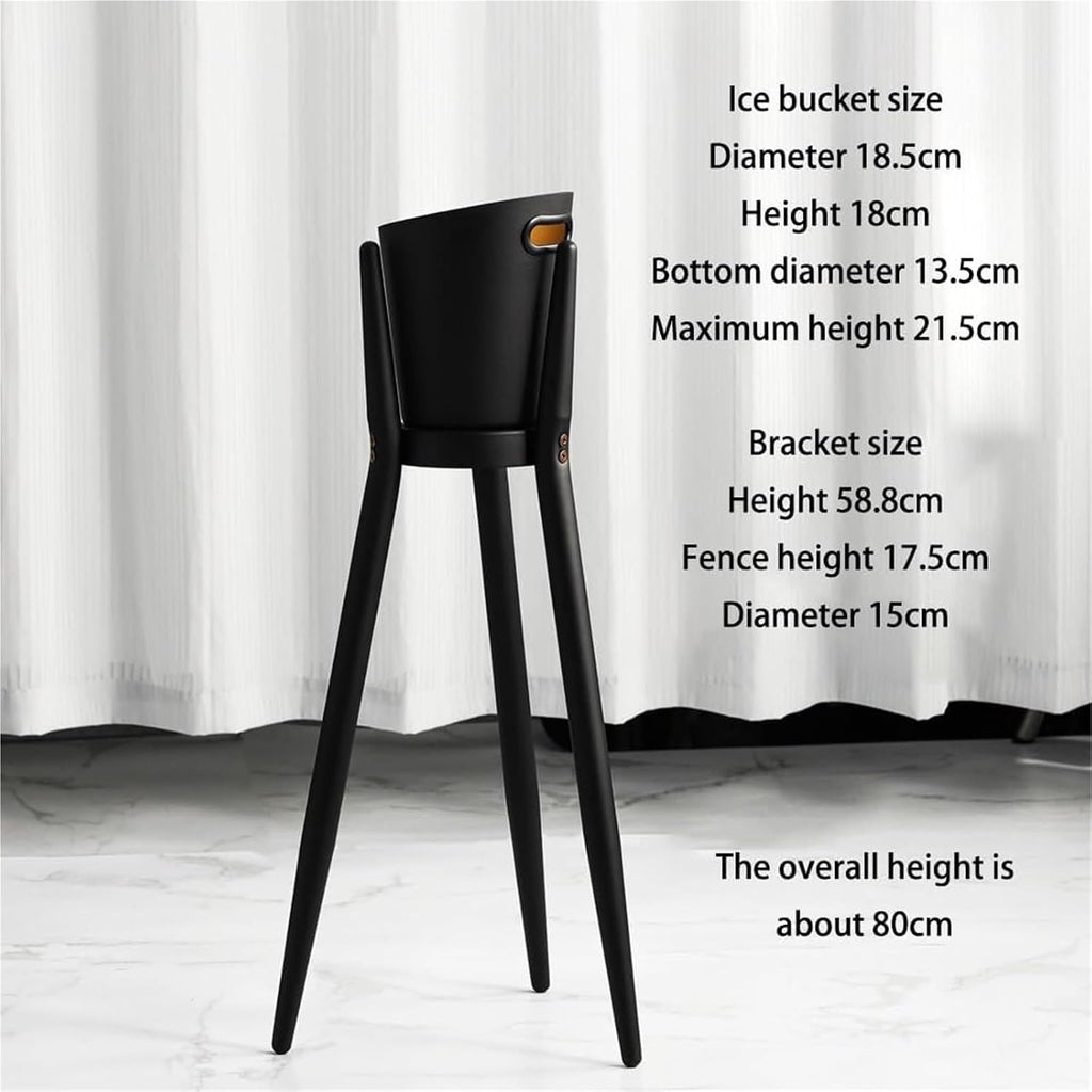 Ice Bucket with Stand， Party Drink Cooler Holder - Handles Wine Chiller Free Standing Outdoor or Indoor Use(Black Gold)