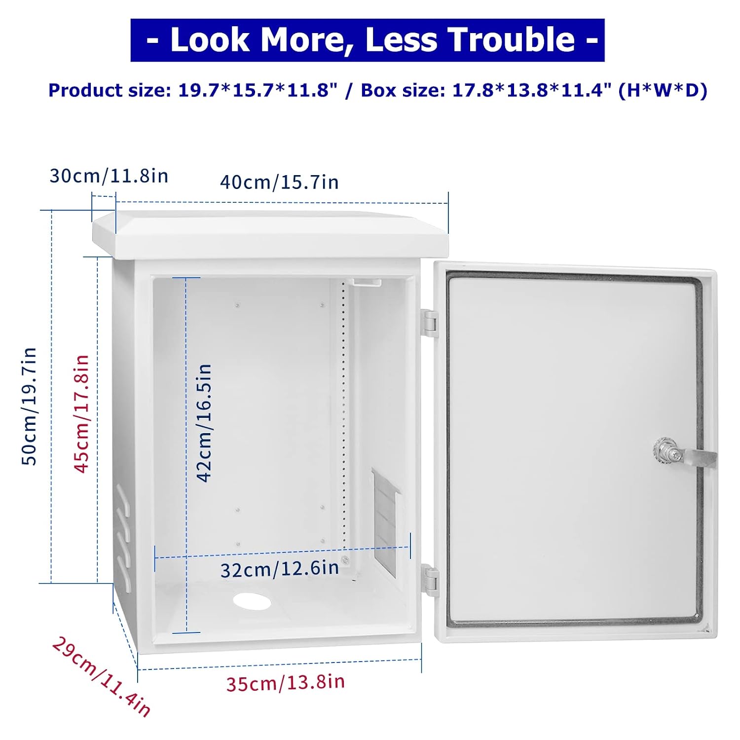 Outdoor Electrical Box NEMA Enclosure - 19.7x15.7x11.8 Network Weatherproof Exterior Box Ventilated Enclosure hinged Galvanized Electrical Ventilation Design(500x400x300mm)
