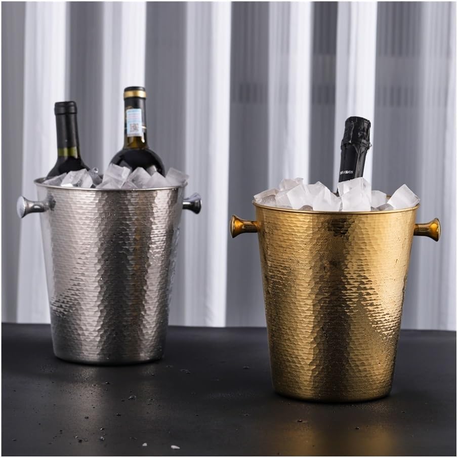 Ice Bucket, 5L Wine Ice Bucket for Home & Commercial Bar Use Ice Buckets For Parties(Silver)